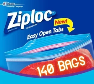 ZIPLOC Brand Freezer Bags Gallon / Large Stay-Open Design ** Bulk 140 Bags ** - Picture 1 of 5