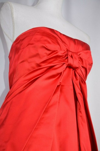 Abito da cocktail donna Prada taglia 44 Italia seta rosso senza spalline floreale formale 8 US