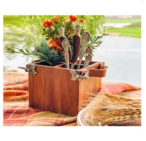 VAGABOND HAUS ELCHKOPF GRIFFE HOLZ BESTECK CADDY - Bild 1 von 13