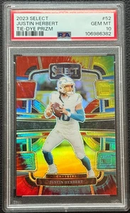 2023 Panini Select Concourse Level Tie-Dye Justin Herbert Rc 19/25 PSA 10 Gem MT - Picture 1 of 2