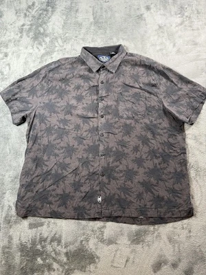 Nat Nast Luxury Originals Shirt Mens 2XL Gray Black Silk Blend Palm Print Camp - Image 1 of 4