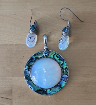 Diosa opalita grande Sajen con incrustación Paua y pendientes opalita a juego Foto 1 de 2