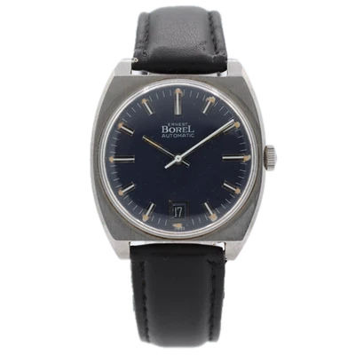 Vintage 34mm Ernest Borel Blue Date Men's Automatic Wristwatch Swiss Steel - Image 1 of 4