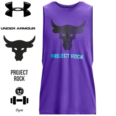 Camiseta sin mangas Under Armour UA Project Rock BRAHMA BULL para hombre talla S gimnasio púrpura Foto 1 de 4