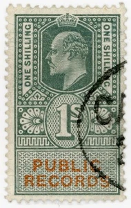 (I.B) Edward VII Revenue : Public Records 1/- - Picture 1 of 1