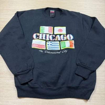 Sudadera De Colección Años 90 Chicago México Italia Grecia Japón Cyrk XL Recuerdo Pesado Foto 1 de 4