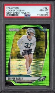 Cooper DeJean Panini Prizm Fútbol RC #321 2024 Verde Neón Pulsar Calificado PSA 10 - Imagen 1 de 2