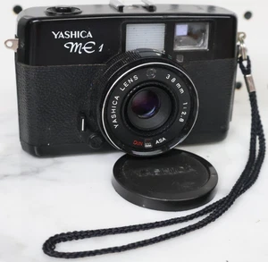 Nice Used Vintage Yashica ME-1 35mm Film Camera Black W/ 38mm Lens & Strap USA - Picture 1 of 11