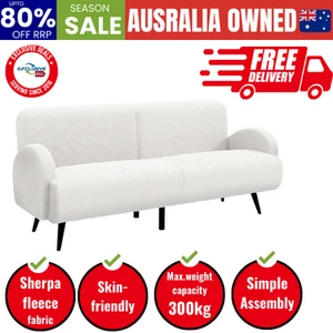 Sherpa Sofa Luxury 3 Seater Fleece White - Picture 1 of 8