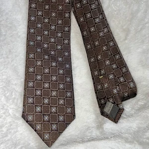 CANALI Mens 100% Silk Necktie Geometri Italy Designer Floral Brown/Gold/Blue EUC - Picture 1 of 4