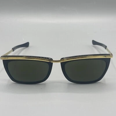 Vintage 1980s Sunglasses Pacific Eyes Made in France Black New Wave Gold - Image 1 of 4