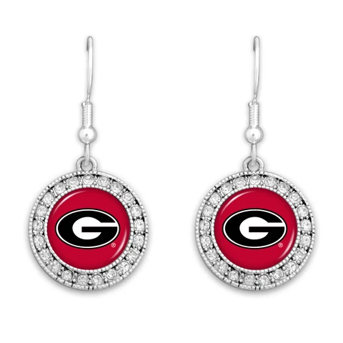 47282 Georgia Bulldogs Crystal Circle Logo Earrings Cover