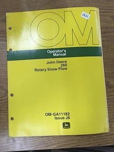 MANUAL DE OPERADOR QUITANIEVES ROTATIVO ORIGINAL JOHN DEERE 260 OM-GA11182 EDICIÓN J6 - Imagen 1 de 2
