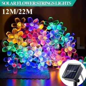 100/200 LED Solar String Lights Peach Flower Fairy Outdoor Party Decor Colorful - Picture 1 of 13