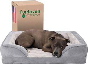 Furhaven Orthopedic Dog Bed for Large/Medium Dogs W/ Removable Bolsters & Washab