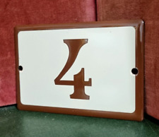 Vintage French enamel house sign number 4 for mailbox , door , wall , entry .