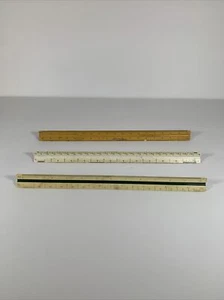 Lot of 3 Vintage 3 Sided Drafting Engineering 12" Rulers - Picture 1 of 6
