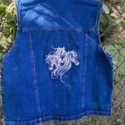 Chaleco vaquero vaquero Shelly & Arnold Western talla S cabezas de caballo bordadas personalizadas Foto 1 de 4