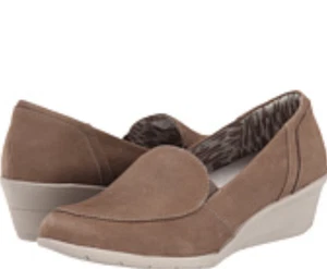 HUSH PUPPIES The Body Shoe LULU WARE Taupe Nubuck Wedge Shoes Womens 10 M NEW - Picture 1 of 2