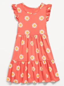 Old Navy Girls Printed Flutter-Sleeve Tiered Swing Dress Many sizes New - Picture 1 of 7