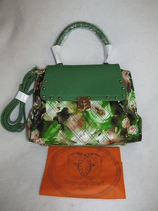 NEW SHARIF PRINTED PATENT GREEN SATCHEL HANDBAG HAND BAG PURSE ** See MORE.. MG - Picture 1 of 5