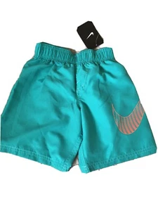 Nike Boys Swim Trunks Style # NESS7694 TEAL / Orange Nike Logo NWT *Size 4 - Picture 1 of 2