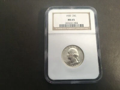 1935 SILVER WASHIGTON QUARTER NGC MS65 - Image 1 of 2