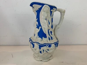 Antique Charles Meigh Staffordshire Blue and White Parian Ware Pitcher - Picture 1 of 12