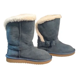 Koolaburra by UGG Women's Girls Blue Suede Bow Mini Boots Size 5 - Picture 1 of 11