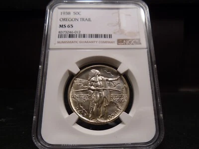 1938 MS65 Oregon Trail Silver Commemorative NGC Certified Gem - Bright White - Image 1 of 4