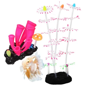 2 Pcs Fish Tank Coral Decorations Aquarium Luminous Simulated Silicone 2pcs - Picture 1 of 12