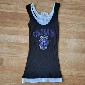 NEW MLB Colorado Rockies Team Black White Tank Top Shirt Women's Size Small - Picture 1 of 9