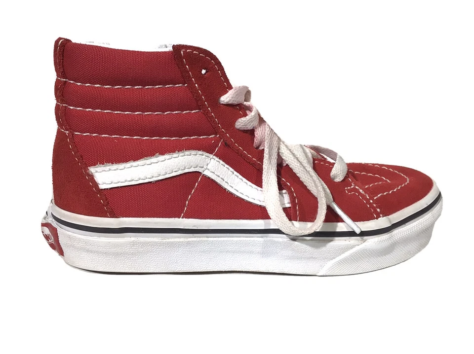 Van’s Off The Wall 高帮鞋 儿童 13.5 码 红色滑板鞋 — 第 1/4 张图片