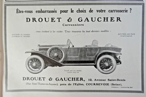 PUBLICITÉ DE PRESSE 1925 CARROSSERIE DROUET & GAUCHER POUR TORPÉDO SPORT - Imagen 1 de 1