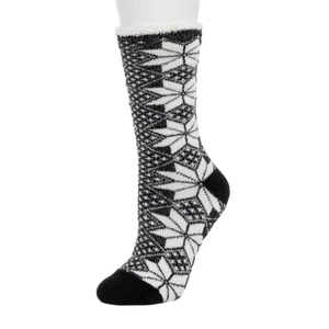 Cuddl Duds Schneeflockenmotiv Hüttenschuhe Socken mit Griffen 9-11 schwarz weiß - Bild 1 von 13