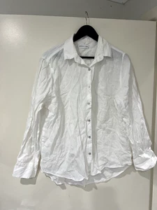Assembly Label Women's Shirt Button Up Long Sleeve 100% Linen White Size 12 - Picture 1 of 9