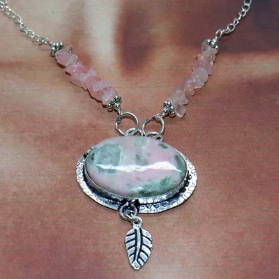 Huge Cobalt Calcite Rose Quartz 925 Silver Plated Beaded Necklace 18" GW - Image 1 of 3