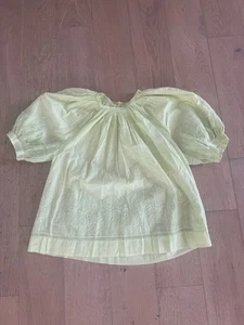 Ulla Johnson - Lime Green Embroidered Puff Sleeve Blouse W/ Mesh Trim Sz 10 - Picture 1 of 6