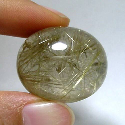 63.89 ct SHIMMERING UNTREATED 100% NATURAL RUTILE QUARTZ CABOCHON  1123 No 7 - Image 1 of 2