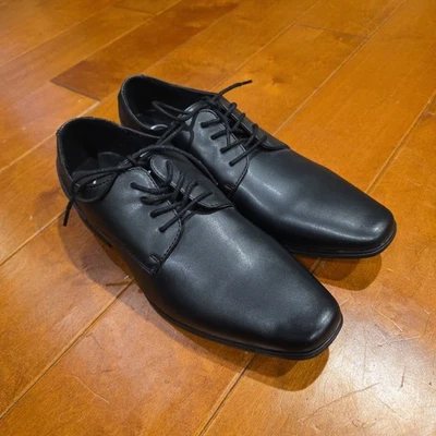 Calvin Klein Brodie 2 男式皮革系带黑色素色鞋头牛津鞋 9 码 — 第 1/3 张图片