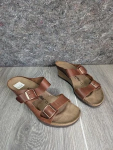 Sandali Birkenstock donna Papillio Emina pelle cognac tacco zeppa EU 42N US 11 - Foto 1 di 8