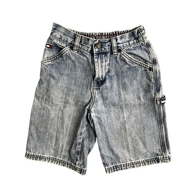 VTG Tommy Hilfiger Shorts Boys SZ 7 Denim Carpenter Pockets Flag Streetwear Y2K - Image 1 of 4