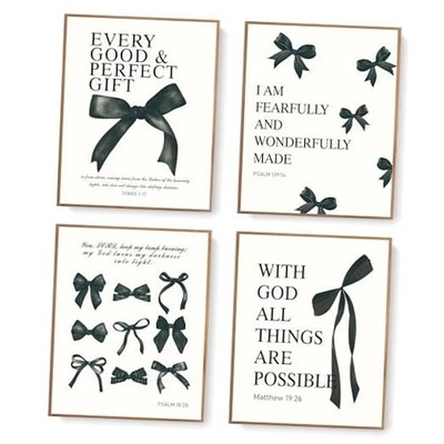 LARTSFRO Coquette Black Bow Bible Wall Art Decor Posters, 8X10in black bow - Image 1 of 4
