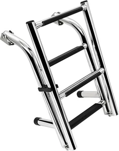 Folding Stainless Steel Boat Ladder 4 Step Pontoon 2+2 Step Transom Mount 400 lb - Picture 1 of 6