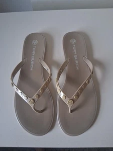 Tory Burch Women’s size 10 Studded Jelly Beige Sandals Flip Flops - Picture 1 of 7