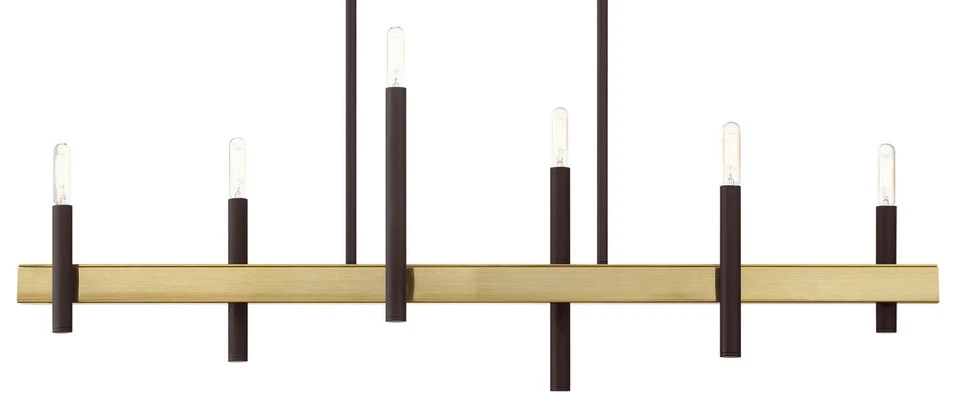 Livex 49336-07 Denmark Chandelier Bronze with Antique Brass Accents