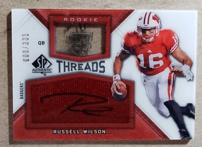 2012 SP Authentic Rookie Threads Russell Wilson Auto Jersey RC /335 Autograph - Image 1 of 2