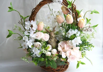 Cesta de Pascua, centro de mesa de Pascua, arreglo de Pascua, decoración de mesa de Pascua Foto 1 de 4