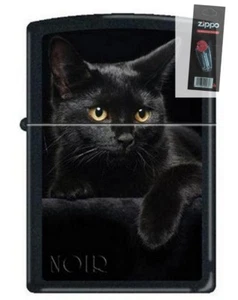 Zippo 5134 black cat black matte full size Lighter + FLINT PACK - Picture 1 of 1