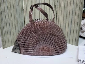 FUNKY RETRO STATEMENT VEGAN LEATHER CROC EFFECT HEDGEHOG 3D SPIKED HANDBAG BLACK - Picture 1 of 5
